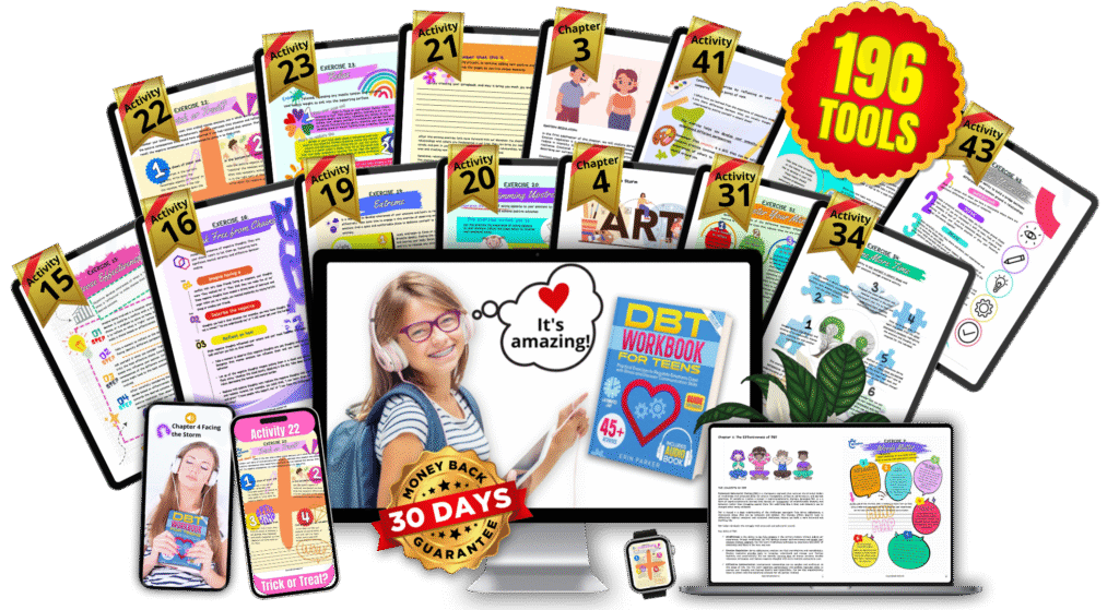 dbt cbt act workbook for anxiety and stress by Erin Parker DBT Workbook For Teens by Erin Parker